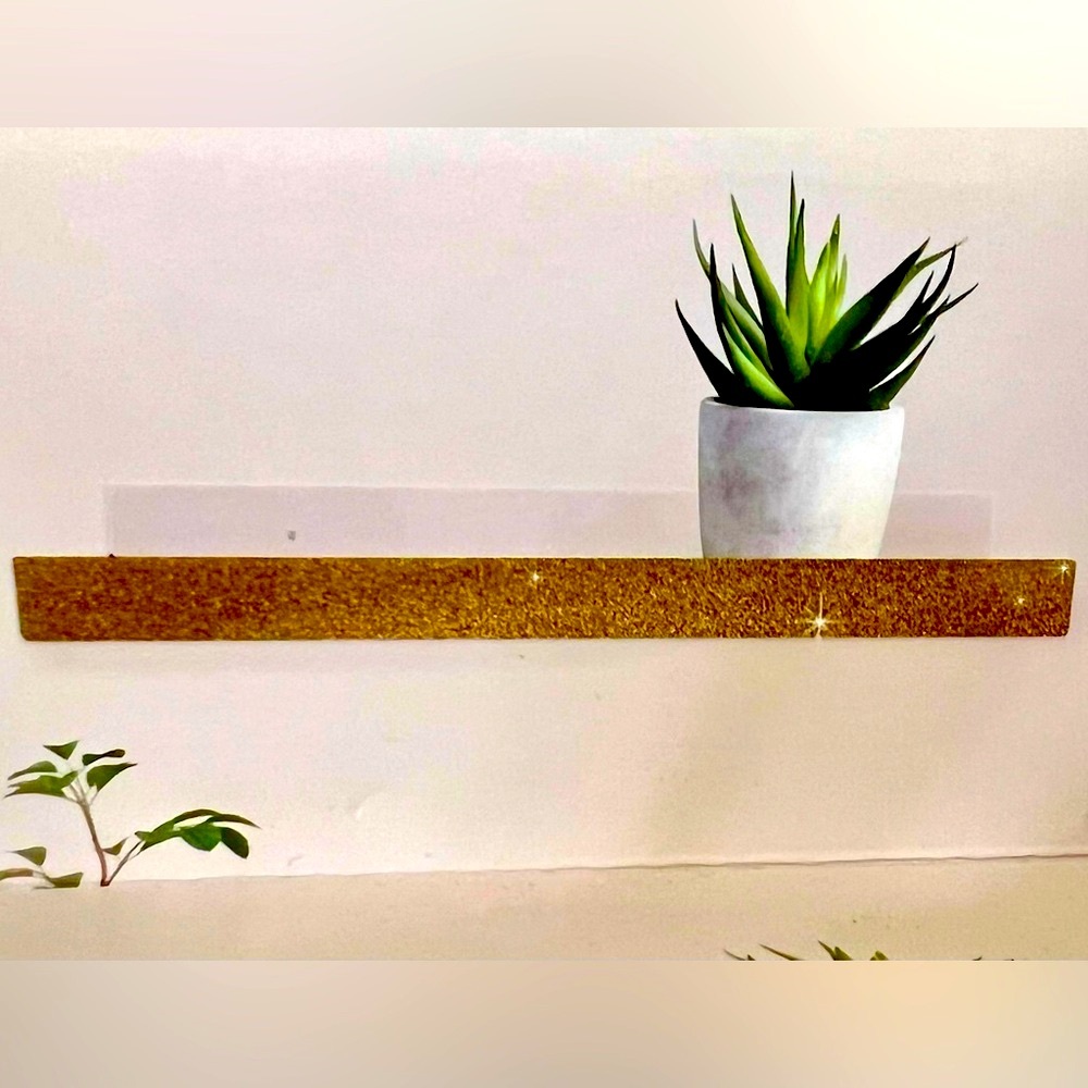 NWT Gold Glitter Acrylic Wall Shelf